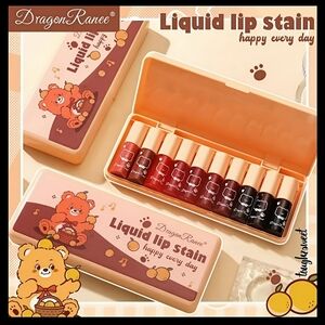 🆕️DRAGONRANEE MINI LIPGLOSS/LIP STAIN SET OF 10 IN CUTE TEDDY🧸BOX🧸